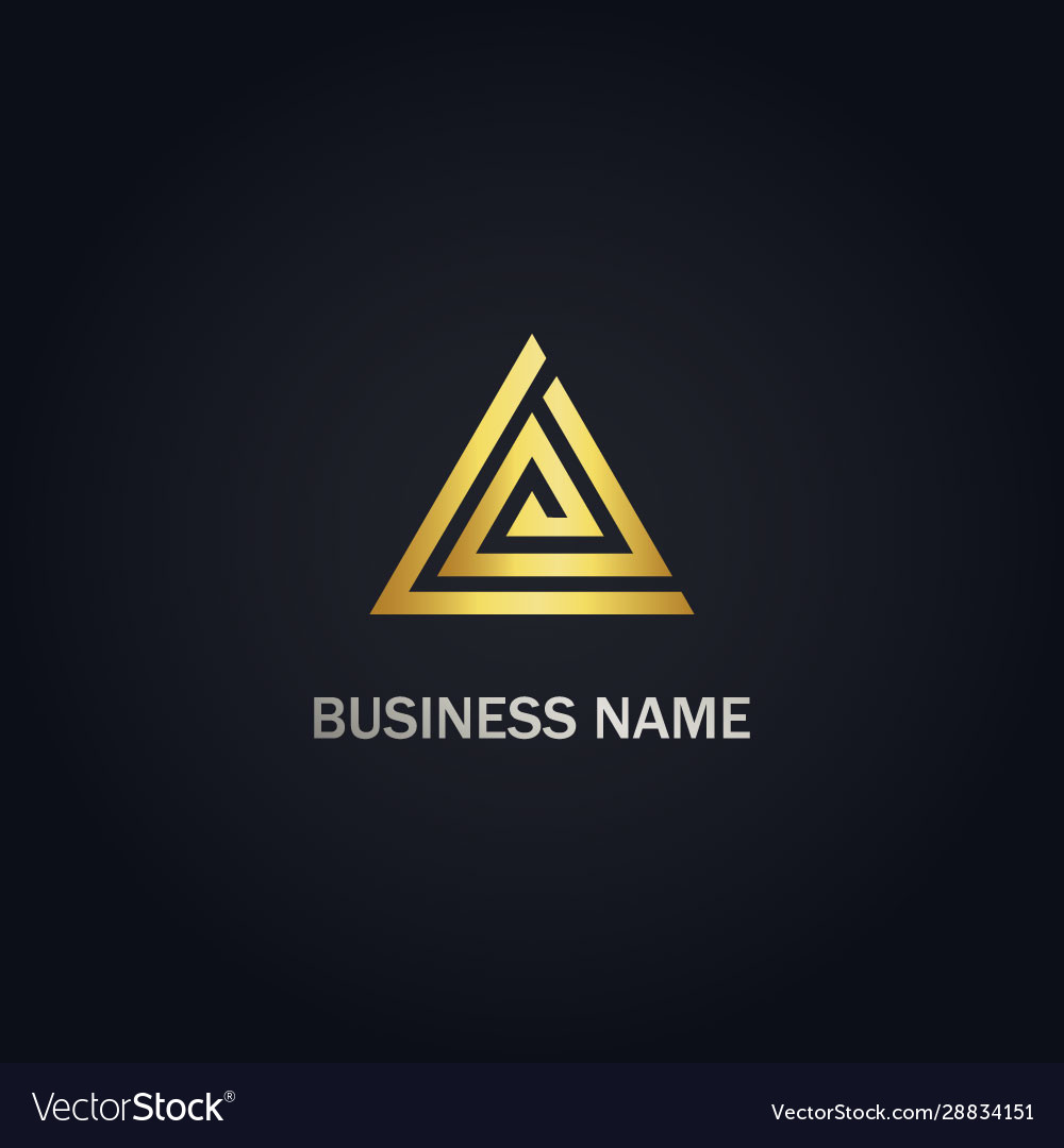 Triangle line delta business gold logo Royalty Free Vector