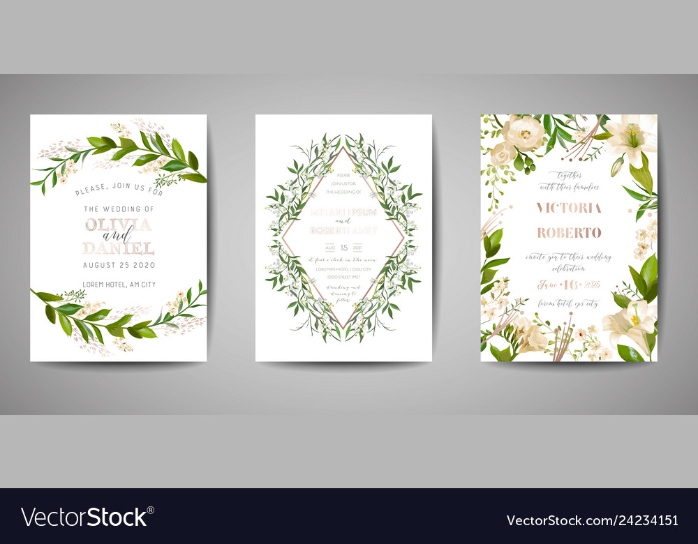 Wedding invitation floral invite rsvp card design vector image Wedding invitation floral invite rsvp card design