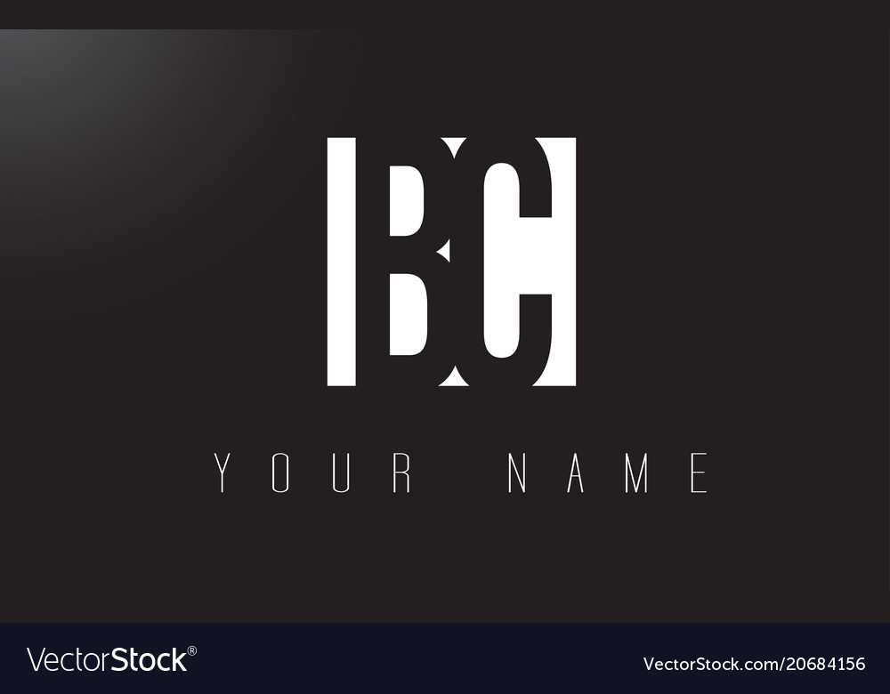 Bc letter logo with black and white negative