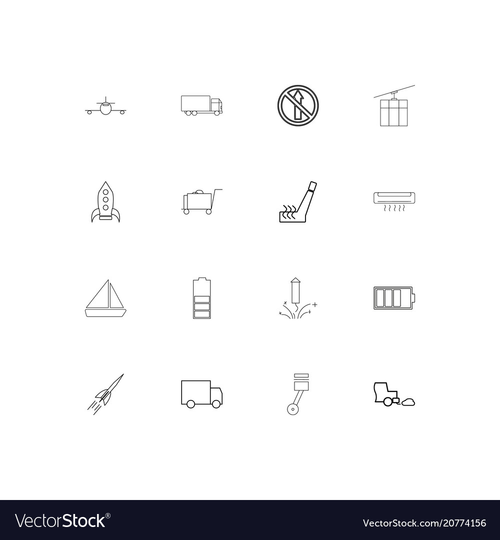 Cars and transportation linear thin icons set