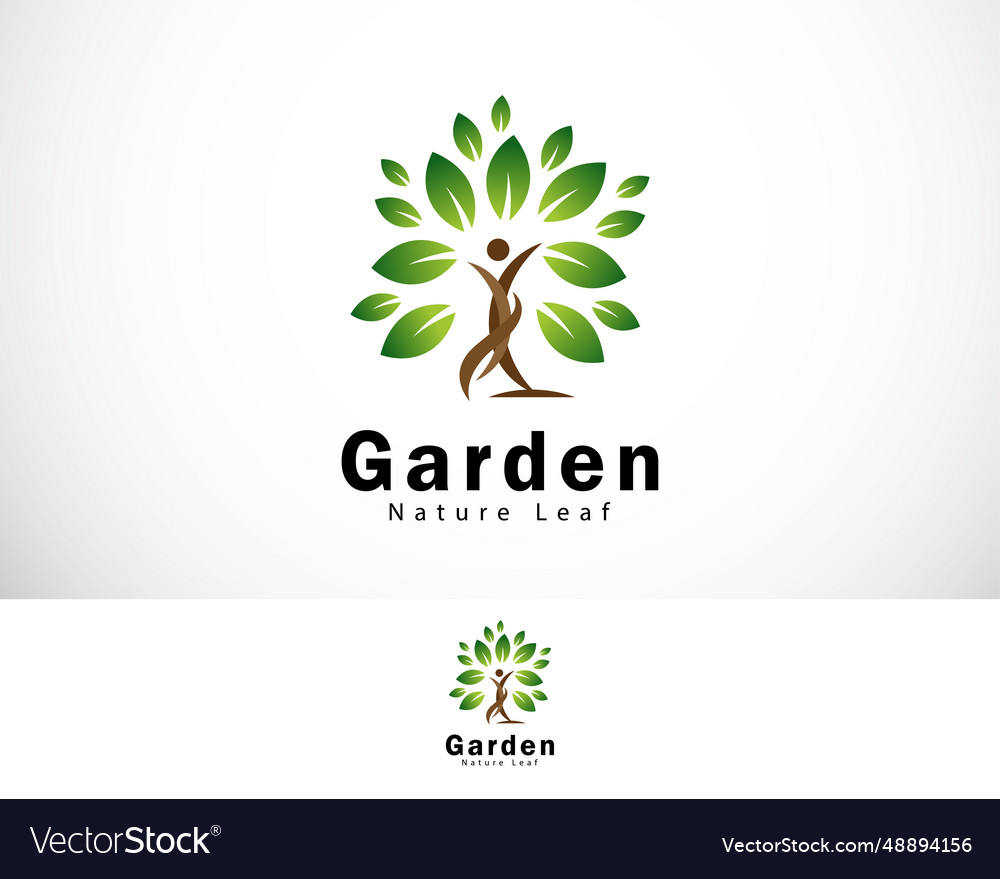 Garden logo creative nature tree people leaf