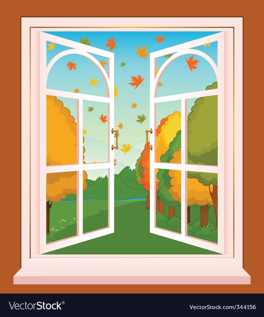 Landscape through window Royalty Free Vector Image