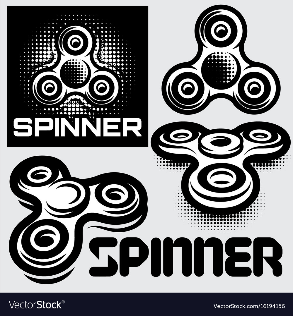 Set of hand spinner logos with inscriptions Vector Image