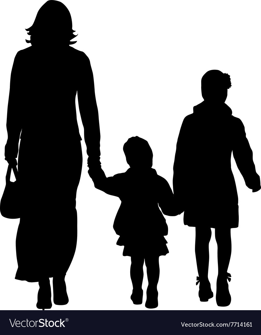 Black silhouettes family on white background