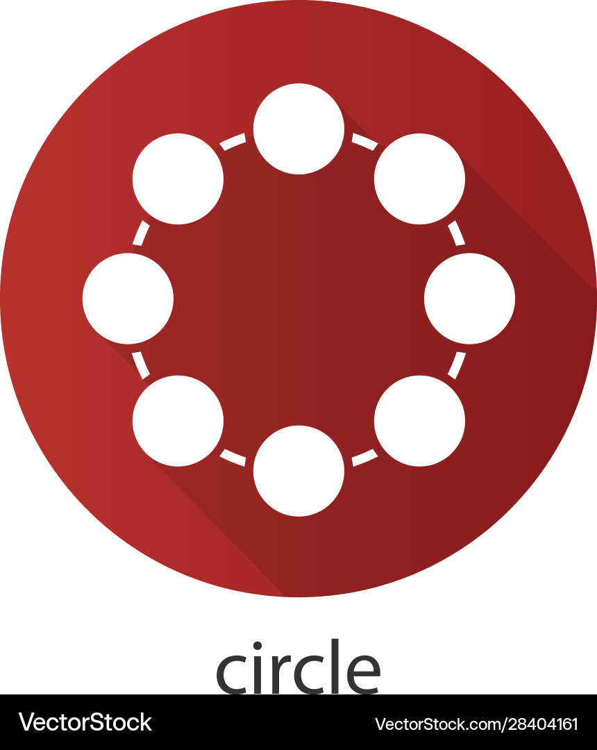 Circle flat design long shadow icon Royalty Free Vector