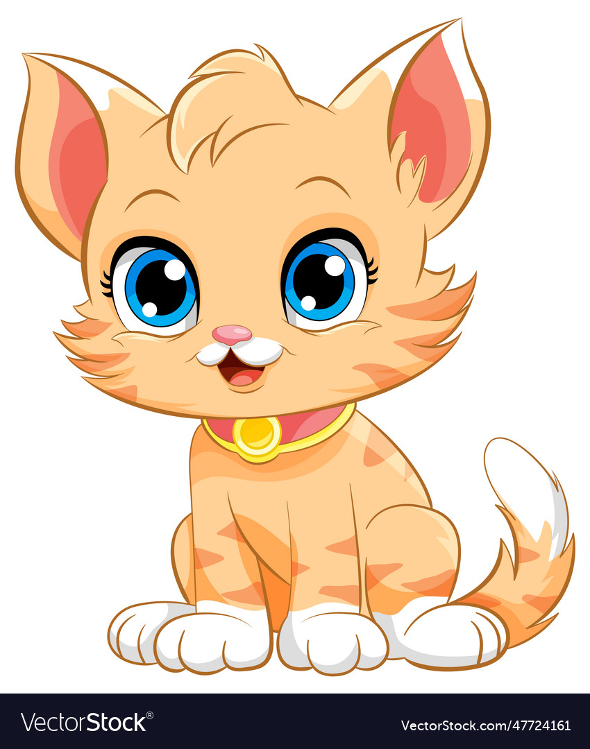 Little cute cat cartoon character Royalty Free Vector Image