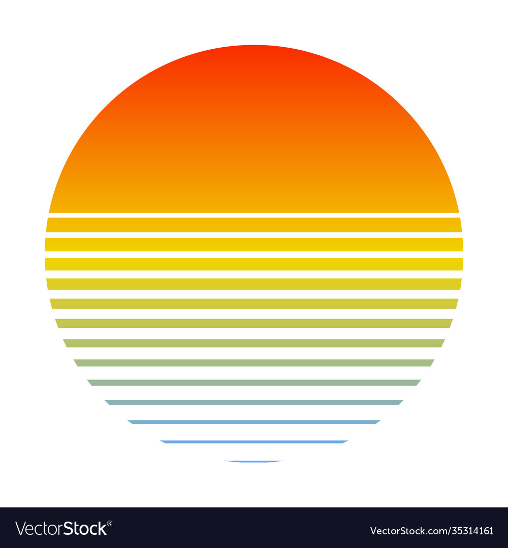 Retro sunset over sea with gradient silhouette Vector Image