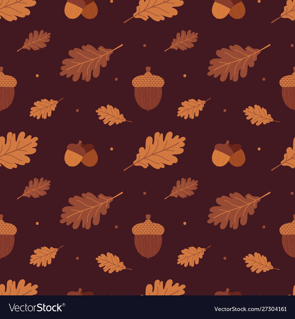 Seamless pattern with acorns and oak leaves