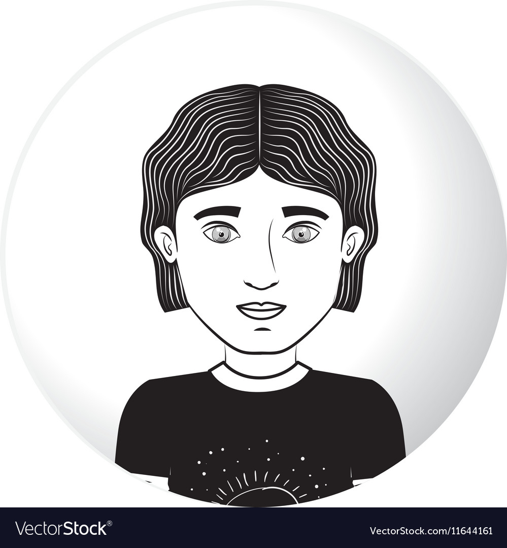 Sphere Half Body Man With Wavy Hair Royalty Free Vector