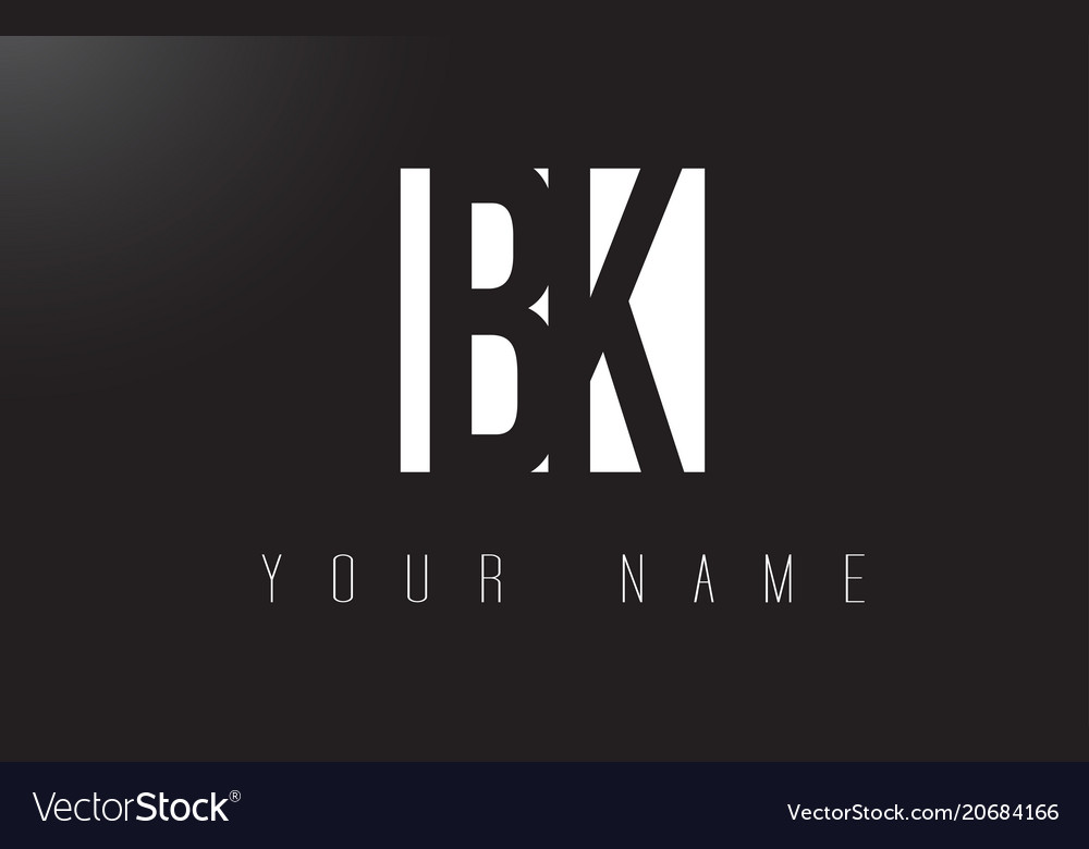 Bk letter logo with black and white negative Vector Image