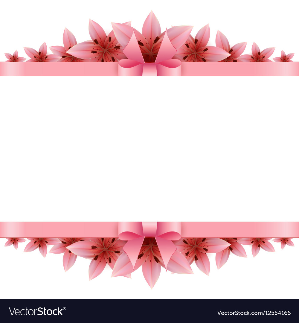 Border rose petals with pink bow Royalty Free Vector Image