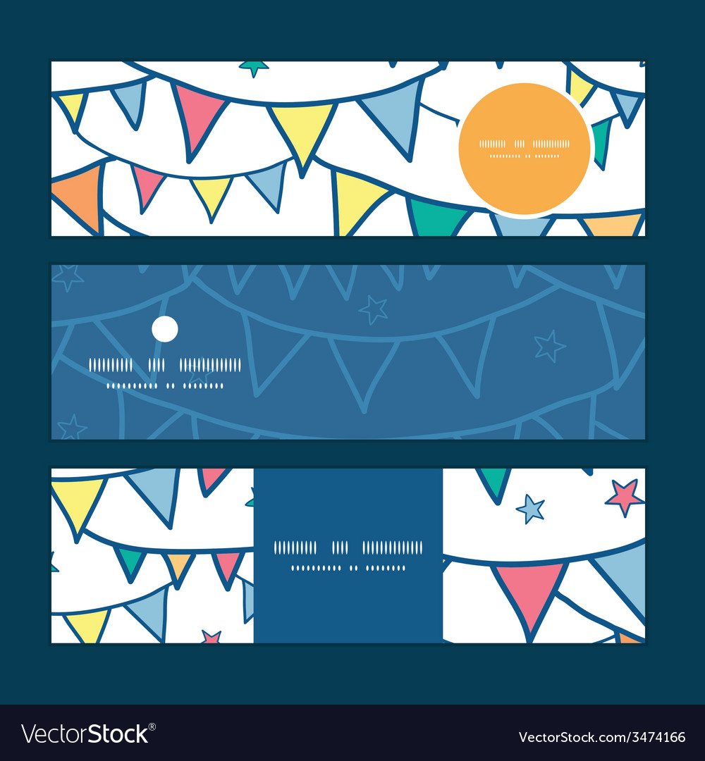 Colorful Doodle Bunting Flags Horizontal Banners Vector Image