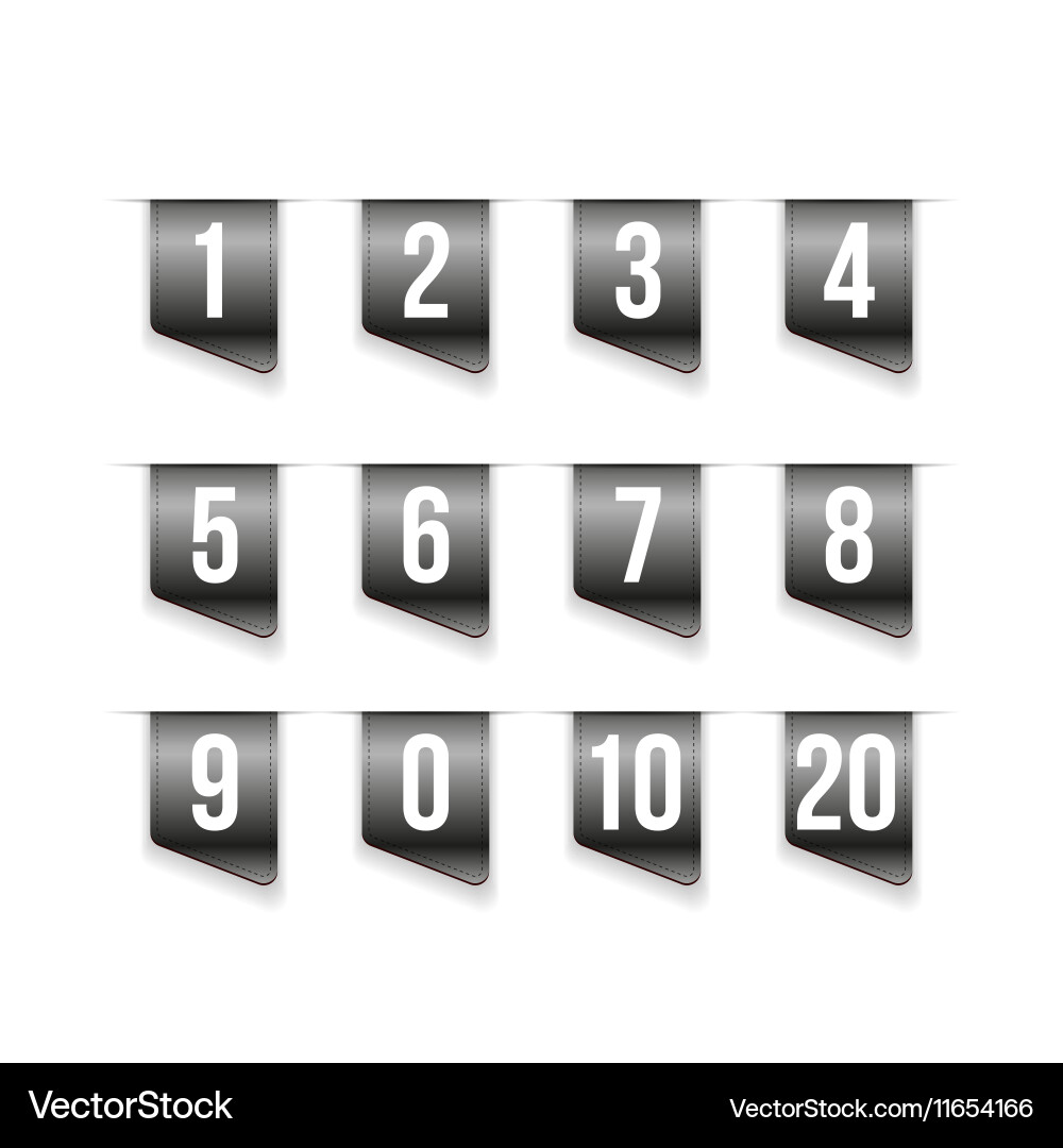 Grey ribbons with number set Royalty Free Vector Image