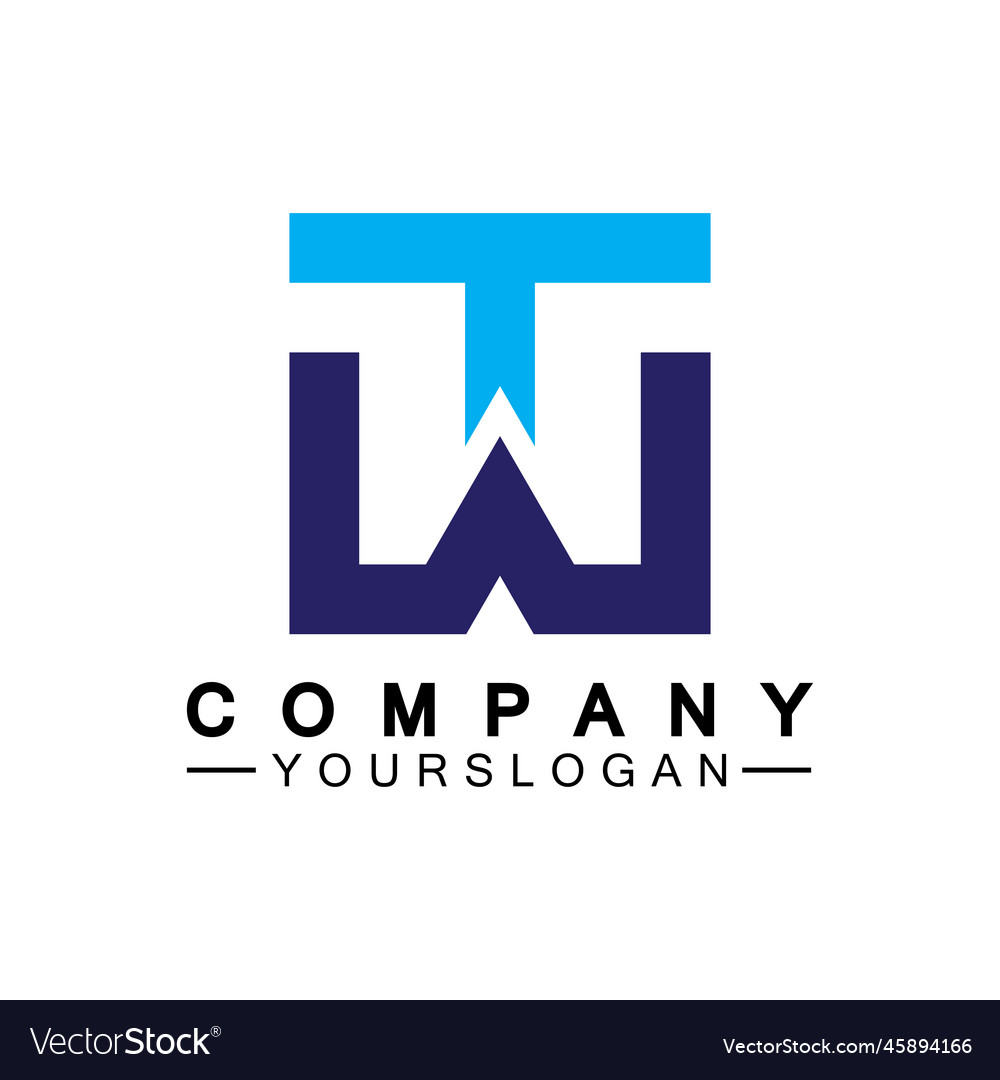 Initial letter wt logo or tw logo design template Vector Image