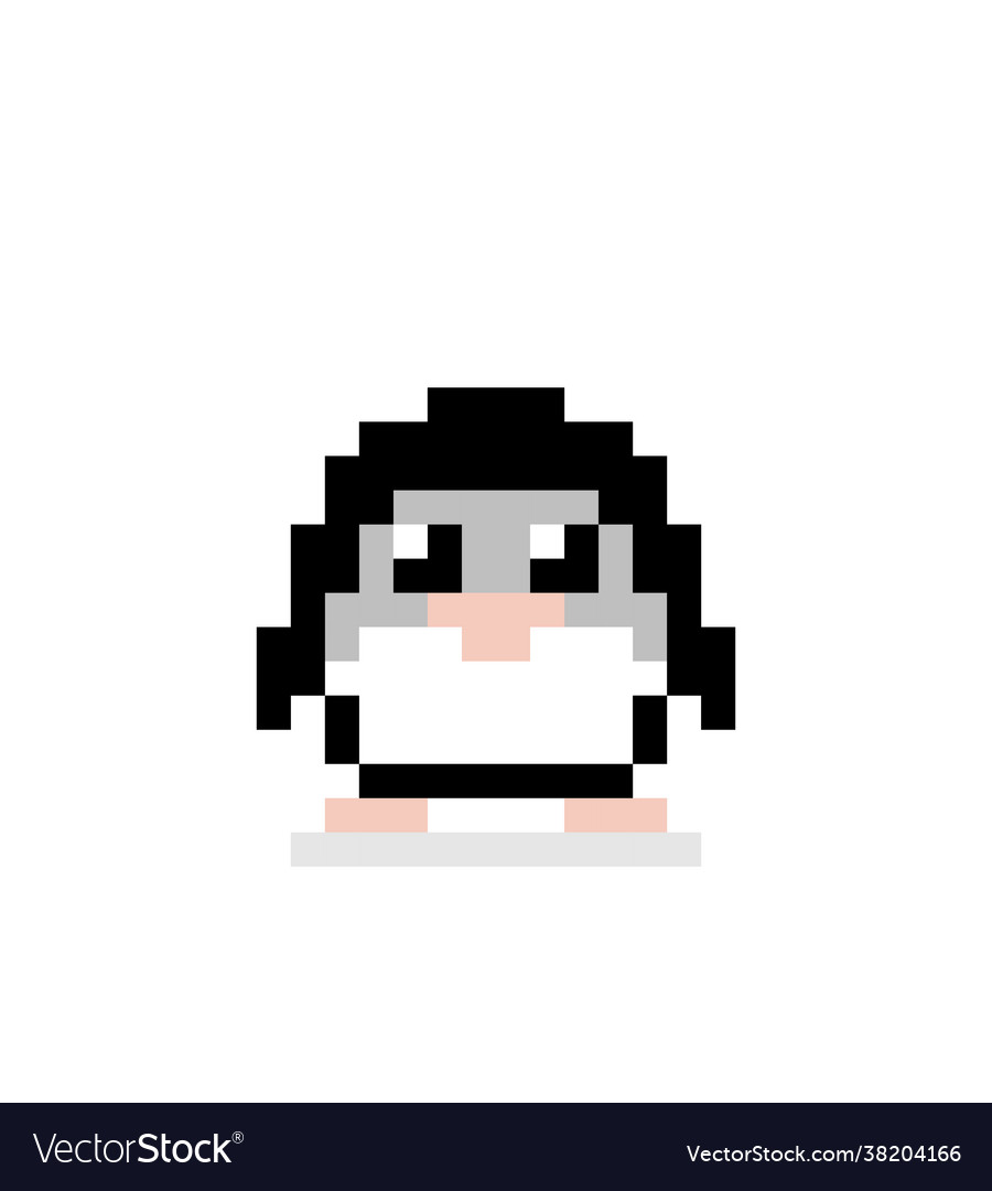 Penguin pixel image for 8 bit game assets