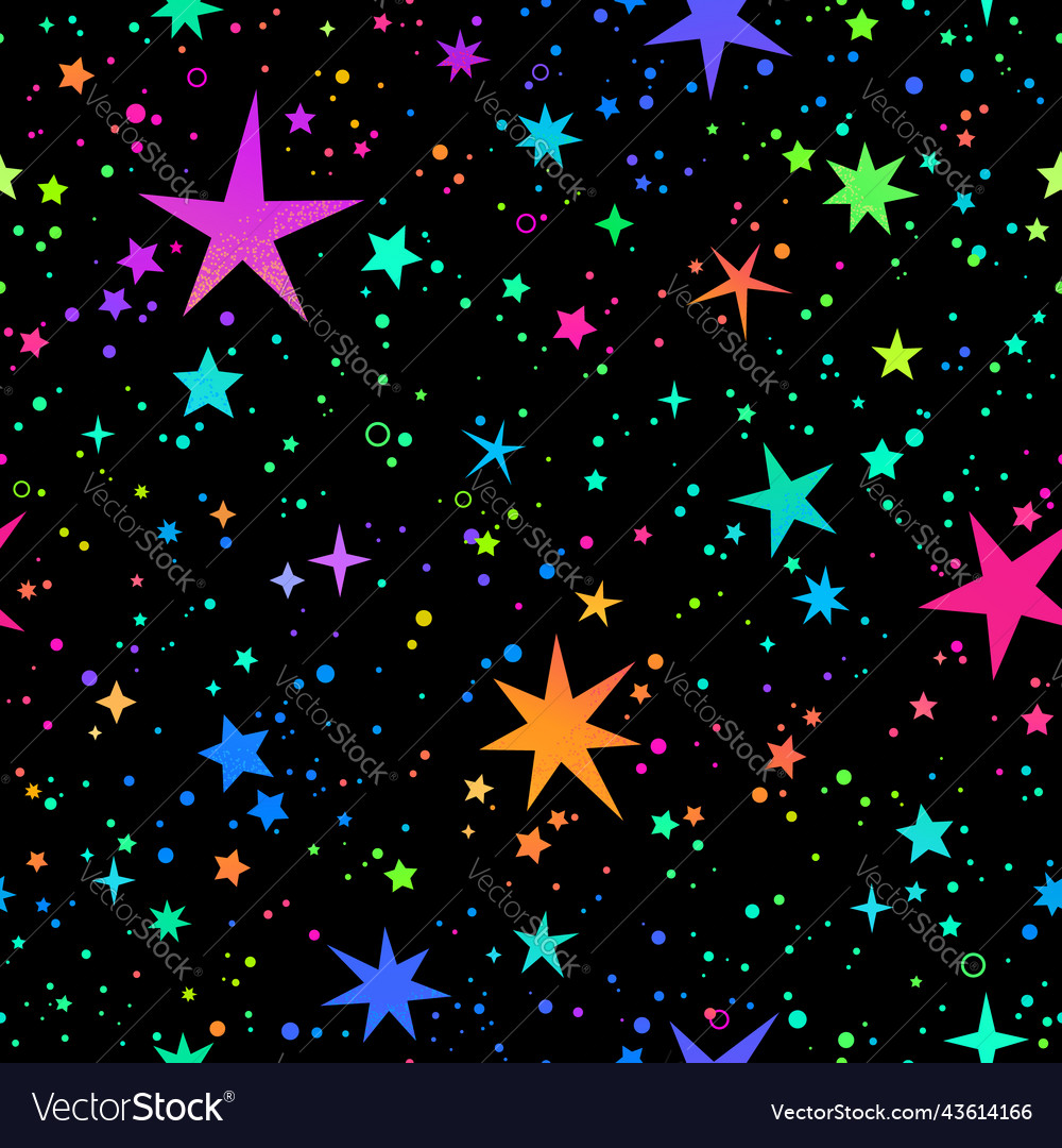 Seamless of bright stars on black Royalty Free Vector Image