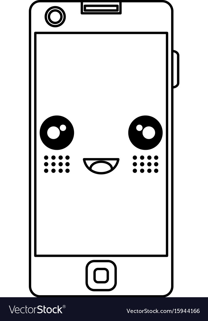 Smartphone device kawaii character Royalty Free Vector Image