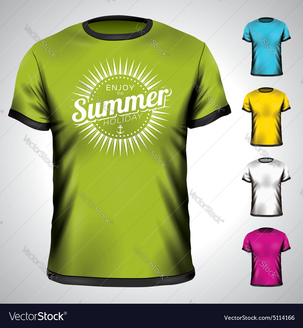 T-shirt set with summer holiday Royalty Free Vector Image