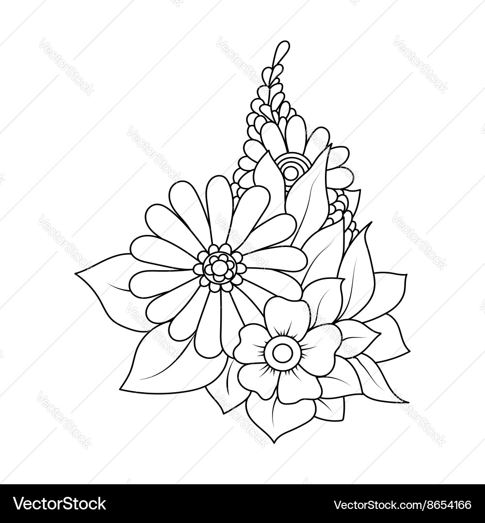 Zentangle floral pattern Royalty Free Vector Image