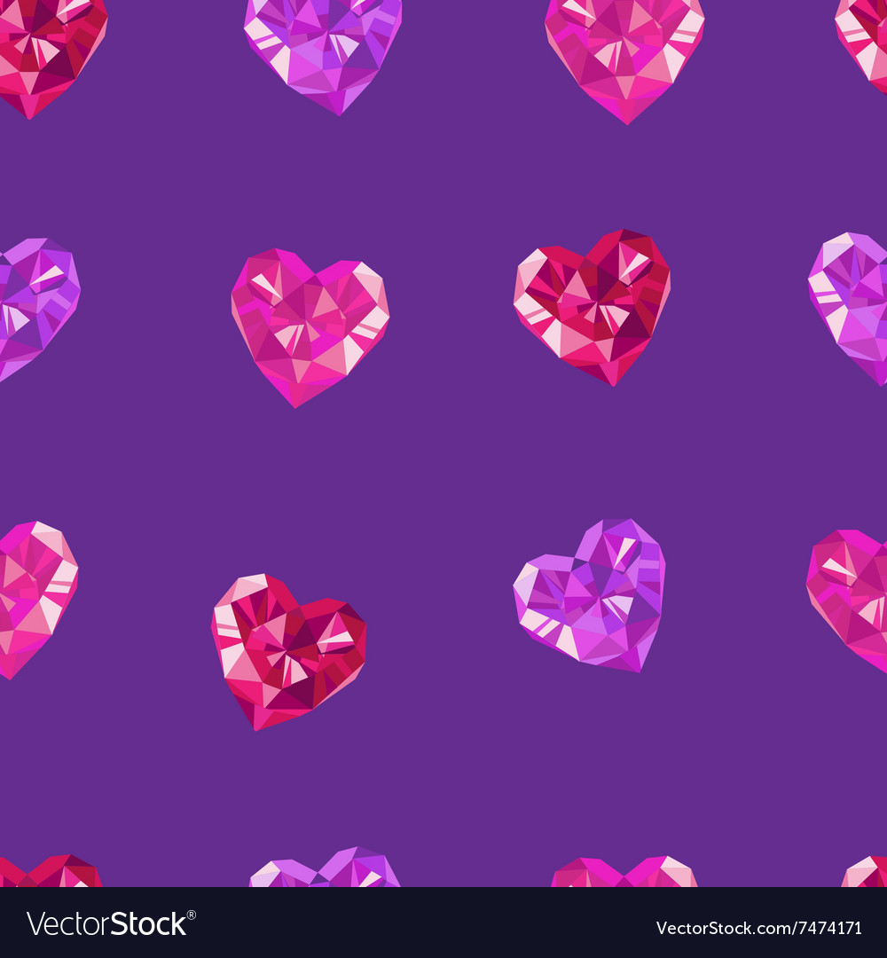 Crystal hearts purple pattern Royalty Free Vector Image