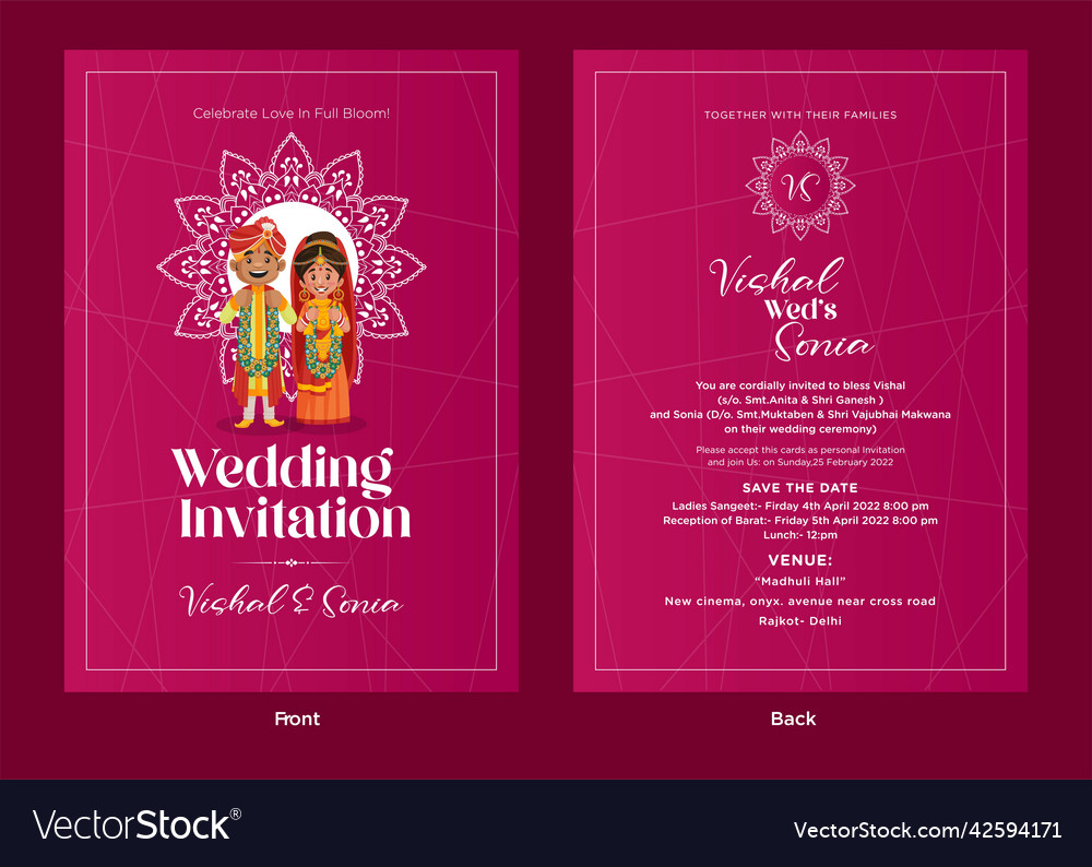 Elegant traditional indian wedding invitation card