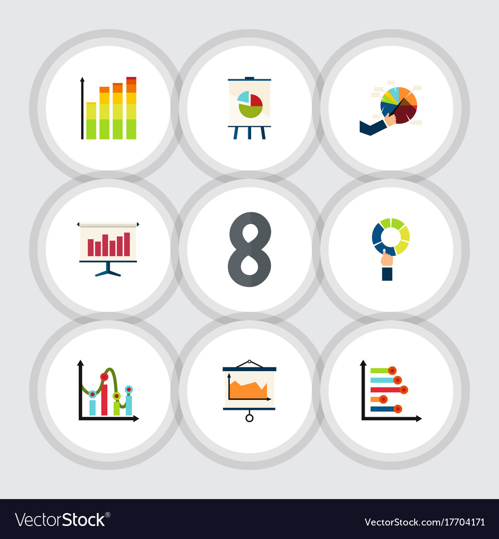 Flat icon chart set of segment graph statistic