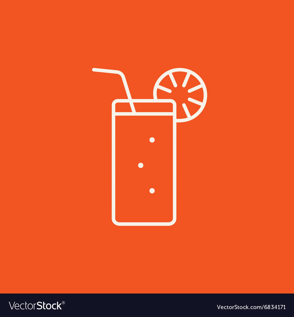 Glass with drinking straw line icon