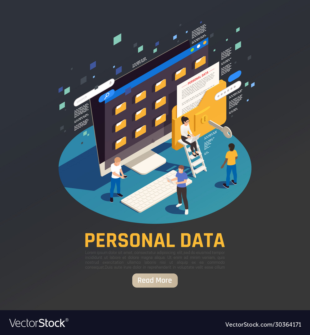 Isometric personal data background Royalty Free Vector Image