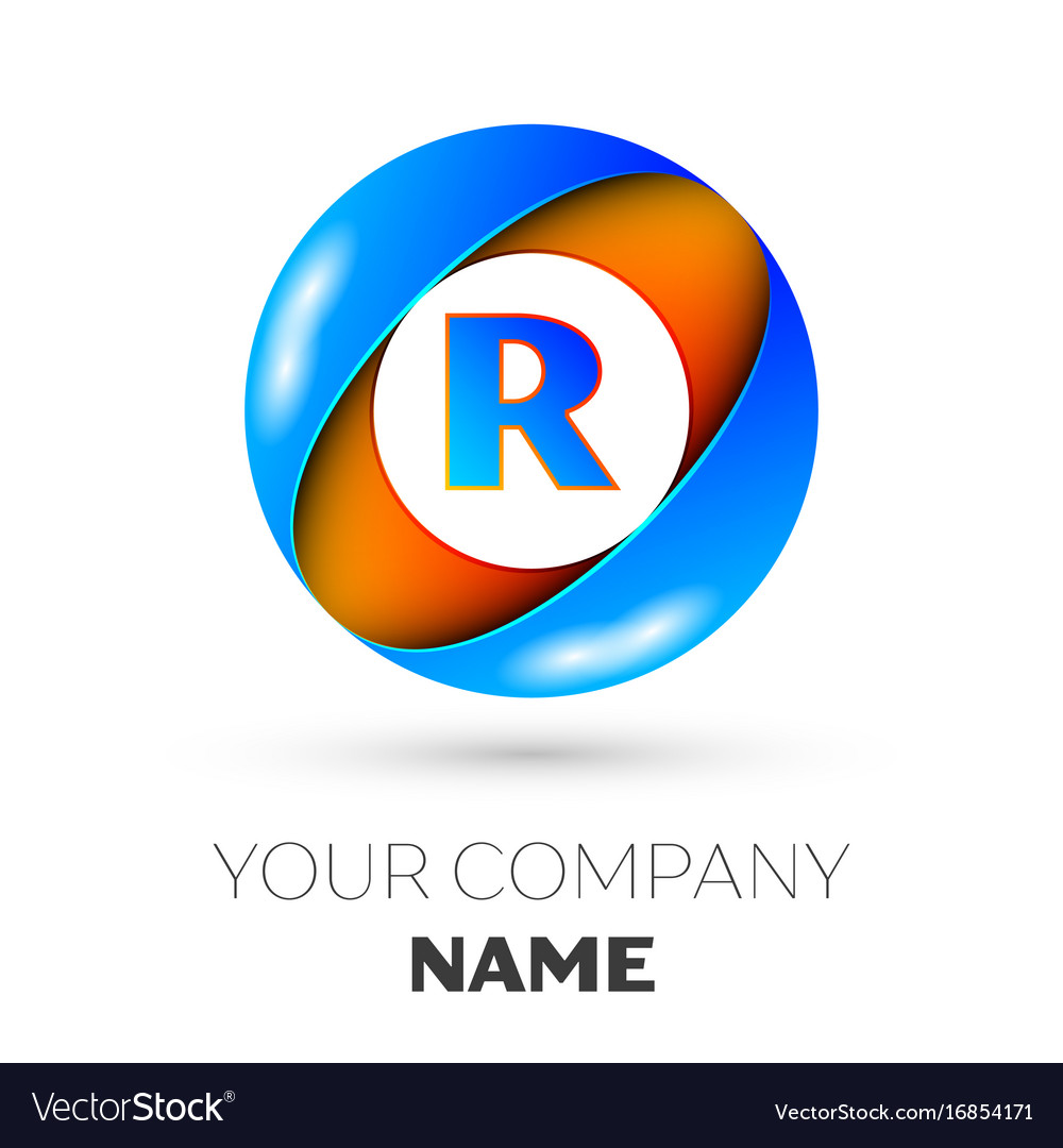 Letter r logo symbol in the colorful circle