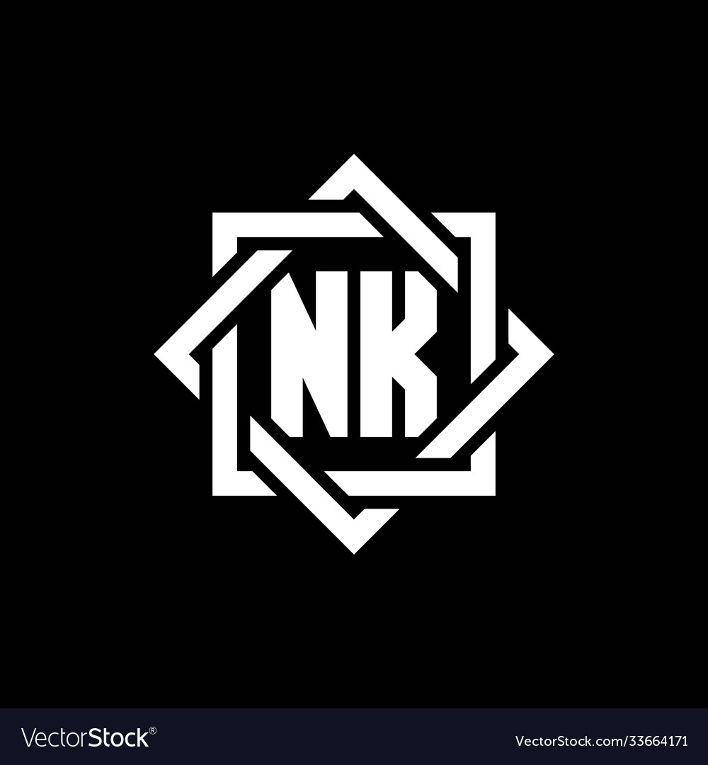 Nk monogram logo with abstract square around