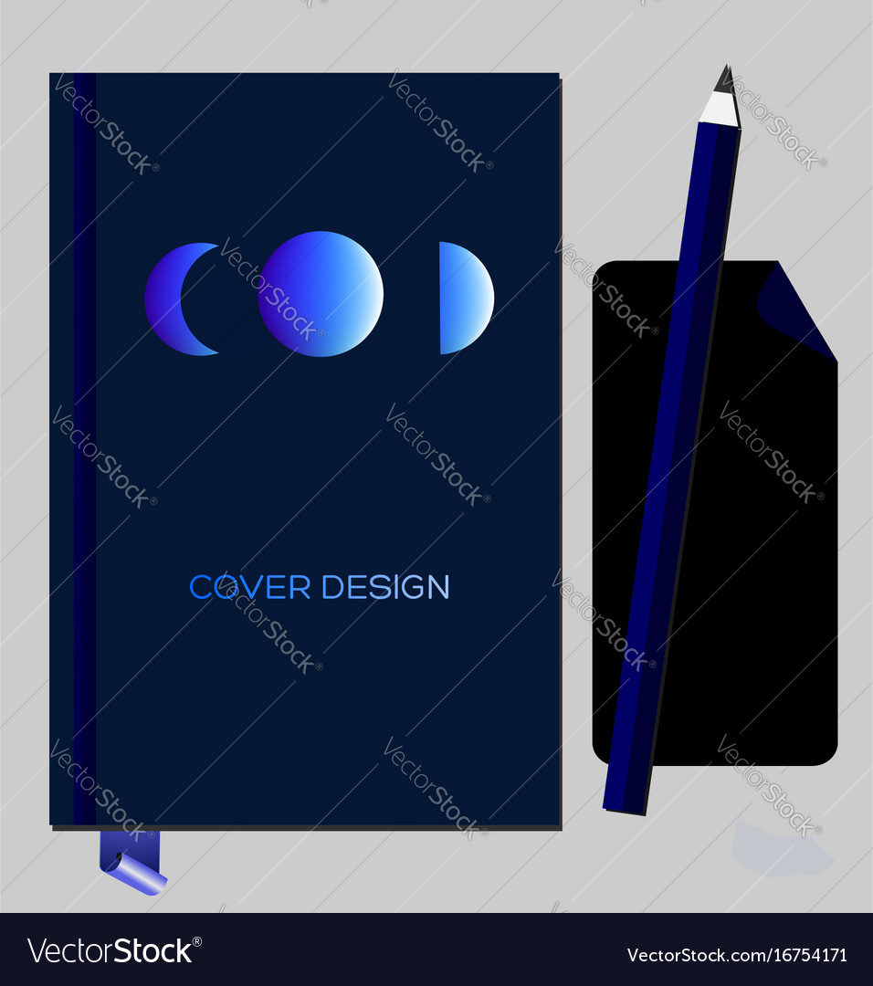notepad book cover design template with abstract vector image
