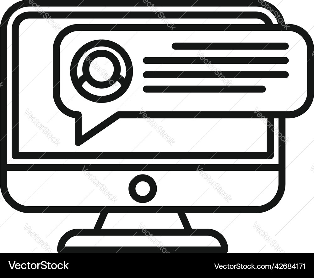 Online job chat icon outline search Royalty Free Vector