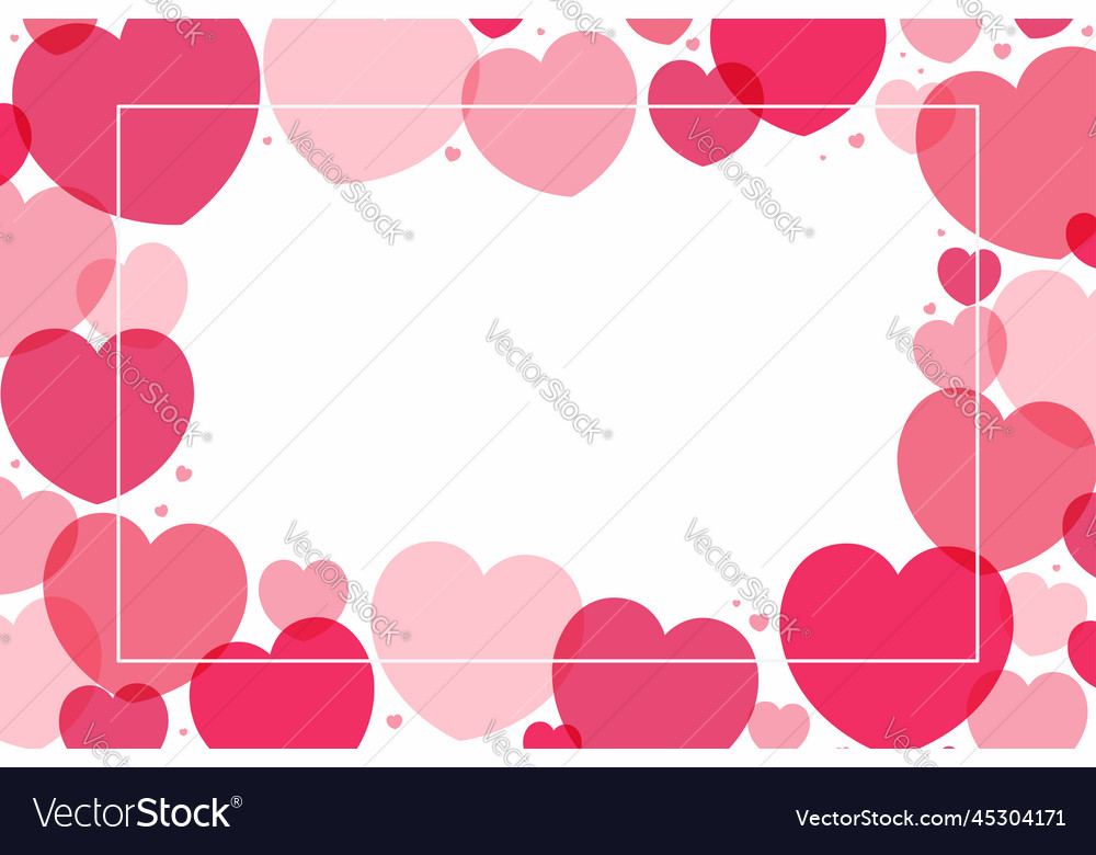 Red pink hearts valentines day frame background Vector Image