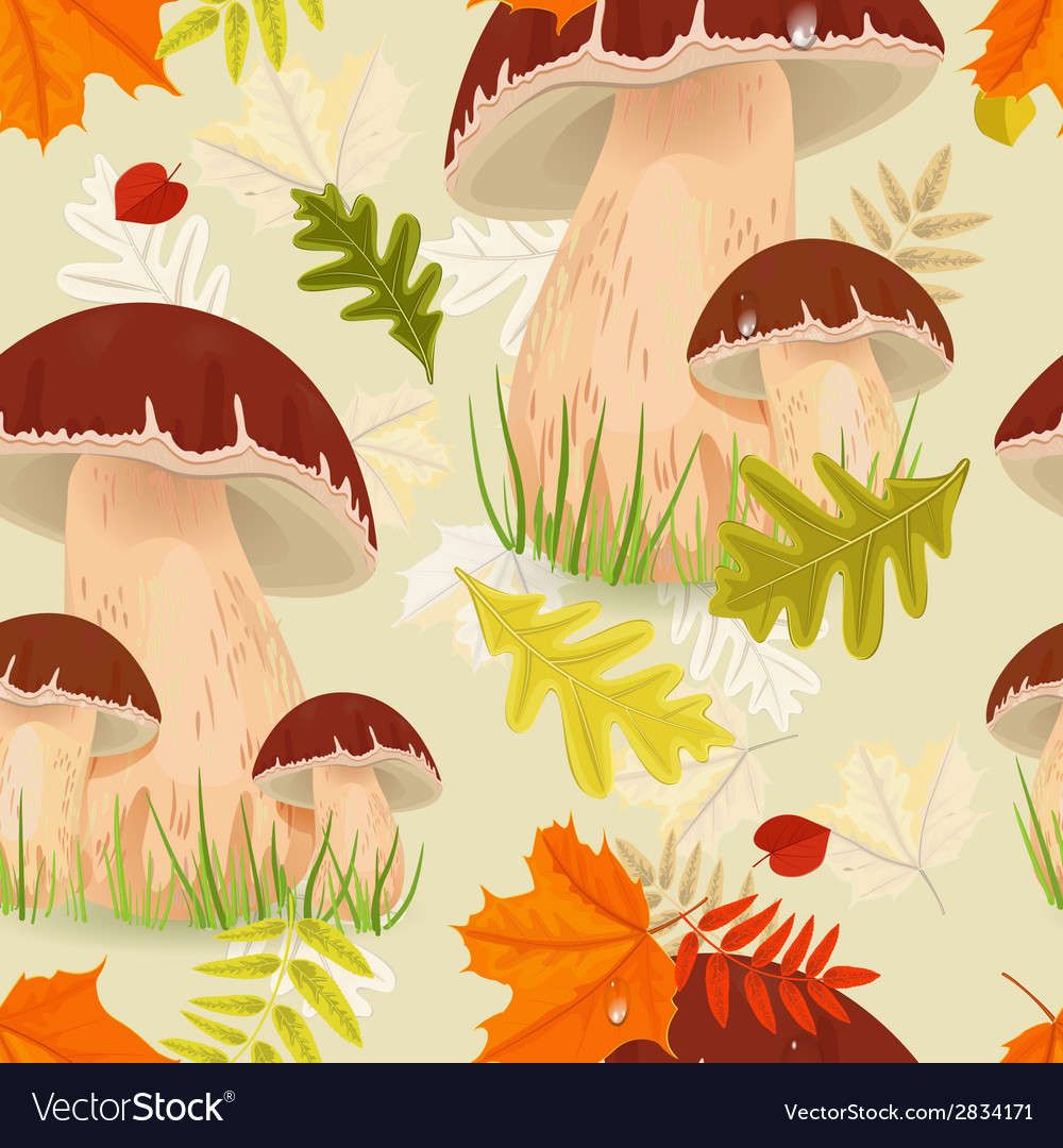 Seamless texture with forest mushroom