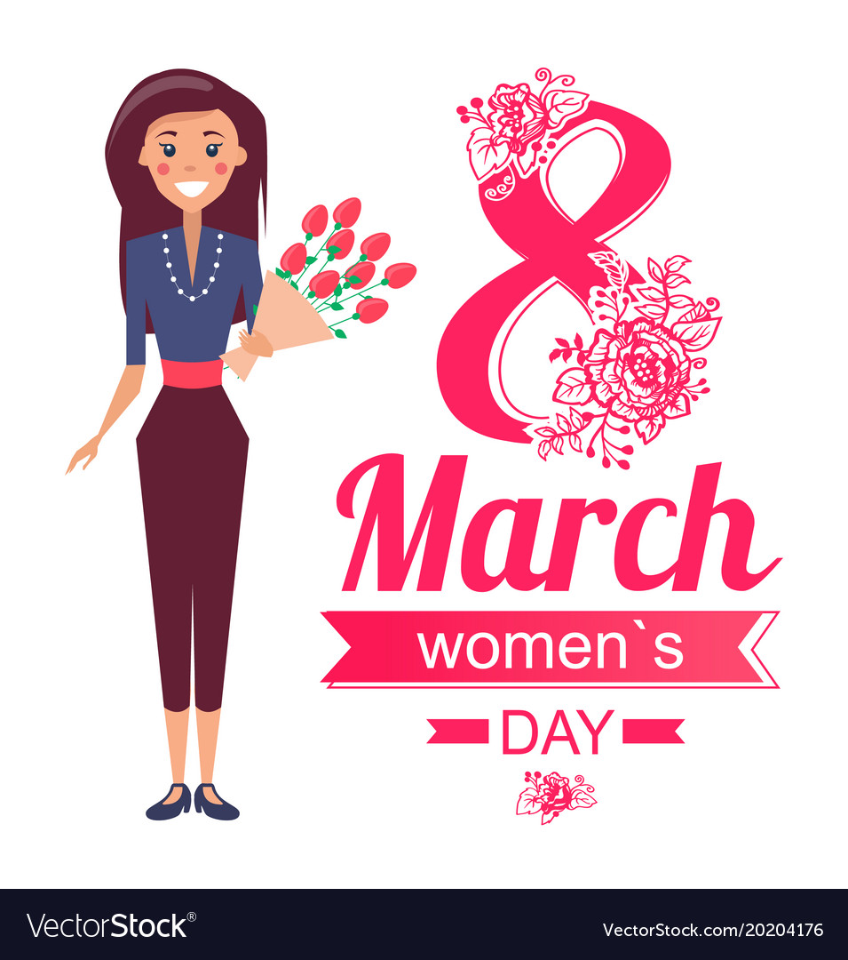 8 of march women s day poster with woman Vector Image