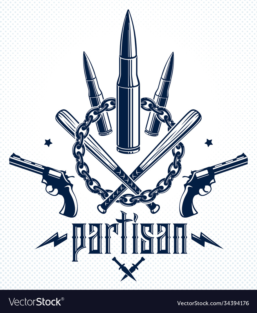 Revolution and war emblem with bullets guns Vector Image