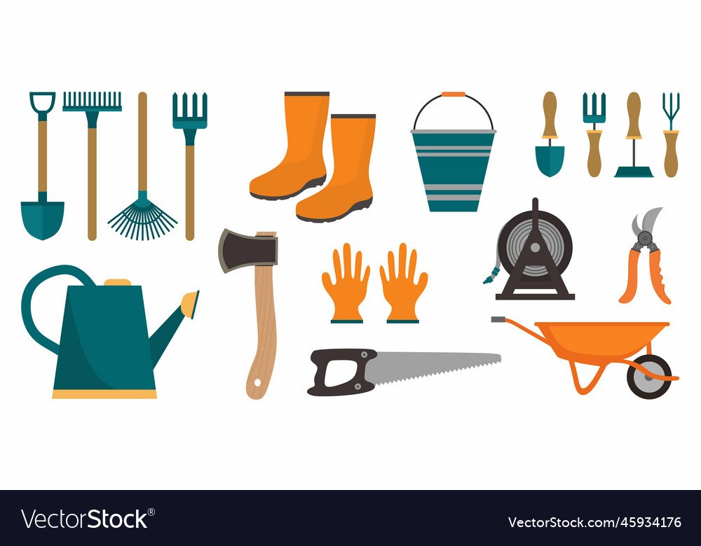 Set of garden tools instrument icons