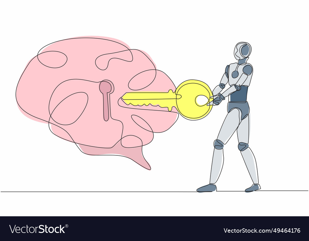 Single continuous line drawing robot putting key