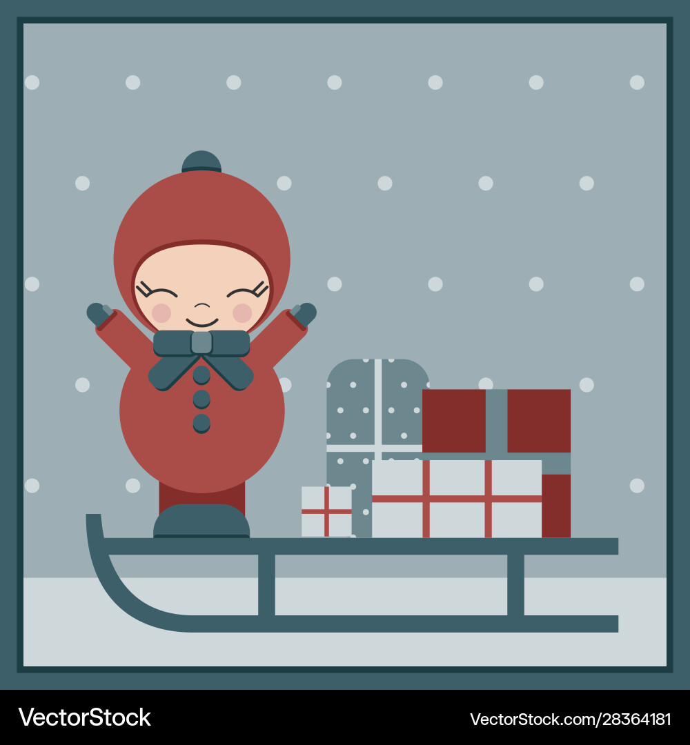 Christmas gifts sledge in winter Royalty Free Vector Image