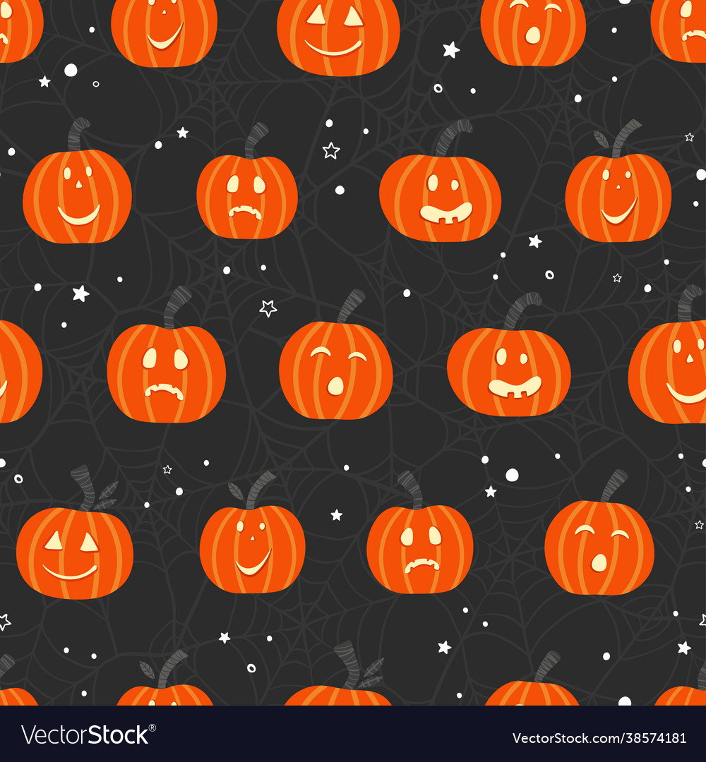 Cute hand drawn halloween seamless pattern