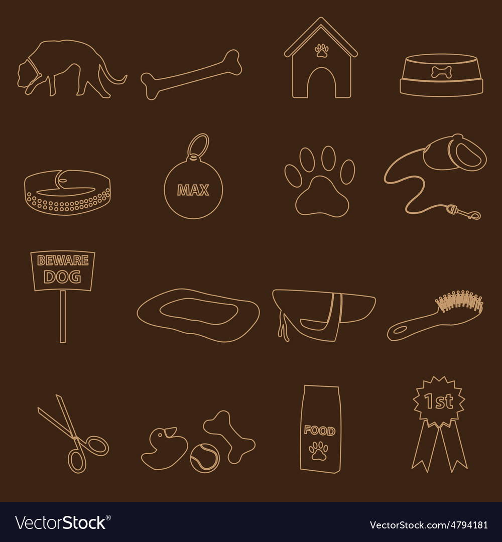 Dog theme simple outline icons set eps10