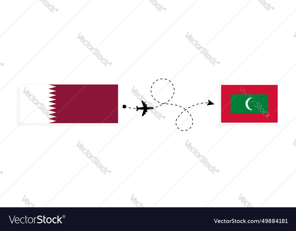 Flight and travel from qatar to maldives Vector Image