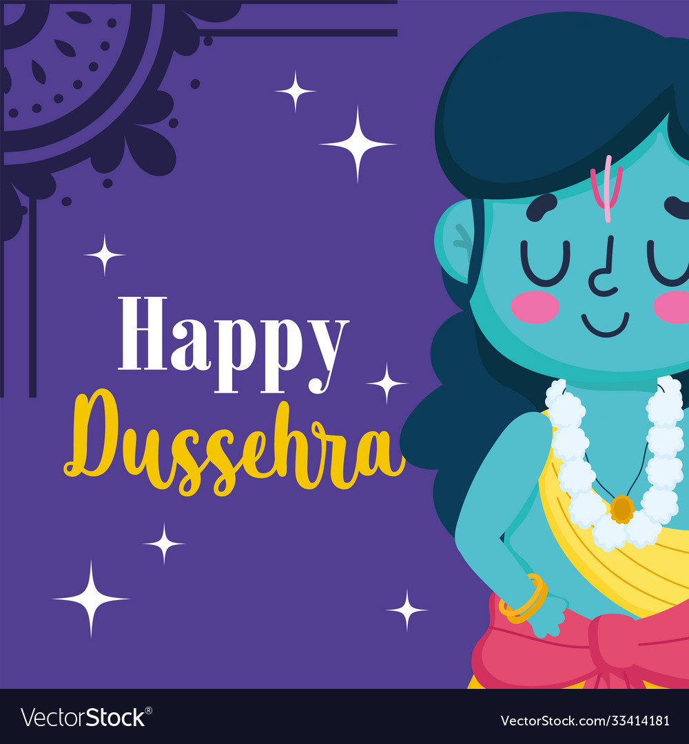 Happy dussehra festival india cartoon lord Vector Image