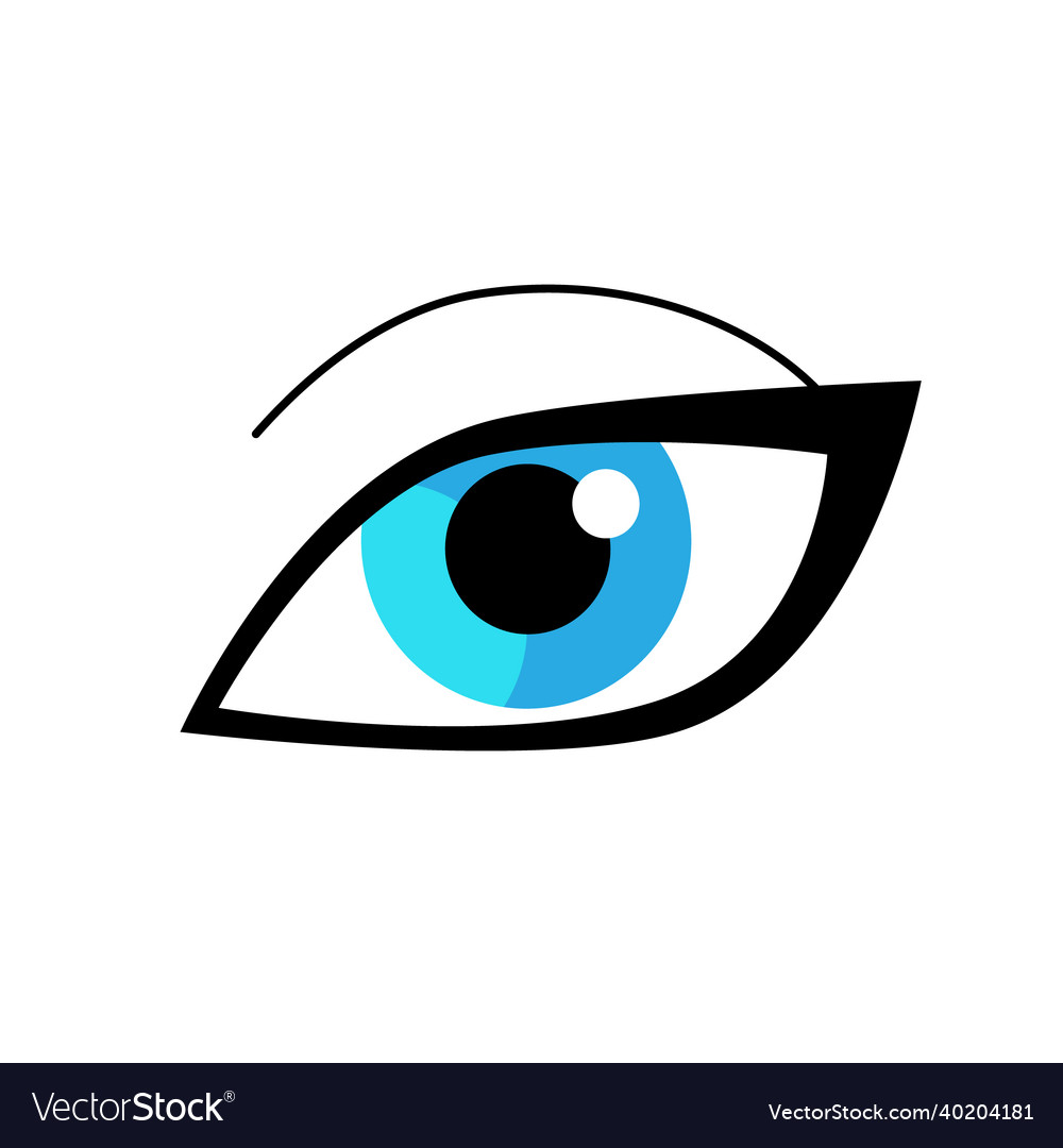 Human blue eye simple or icon female Royalty Free Vector