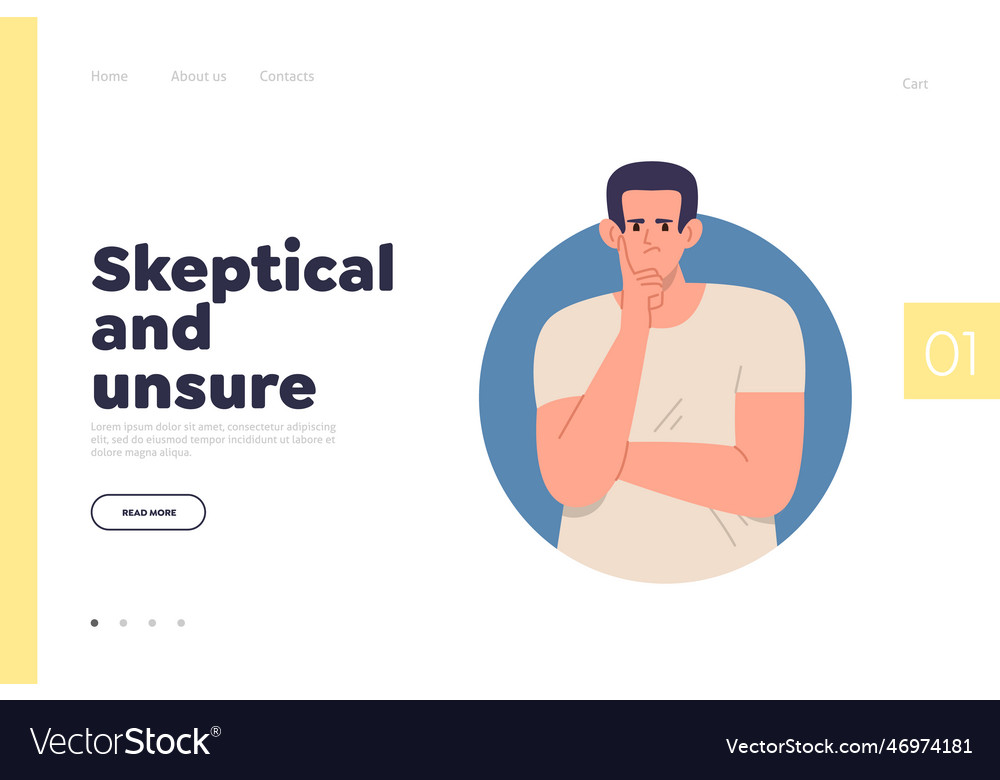 Landingpage mit skeptischem und unsicherem Konzept