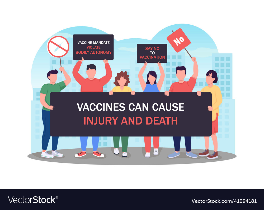 Protest against vaccination flat concept