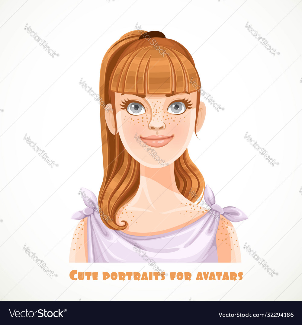 Beautiful Redhaired Woman With A Freckles On Face Vector Image