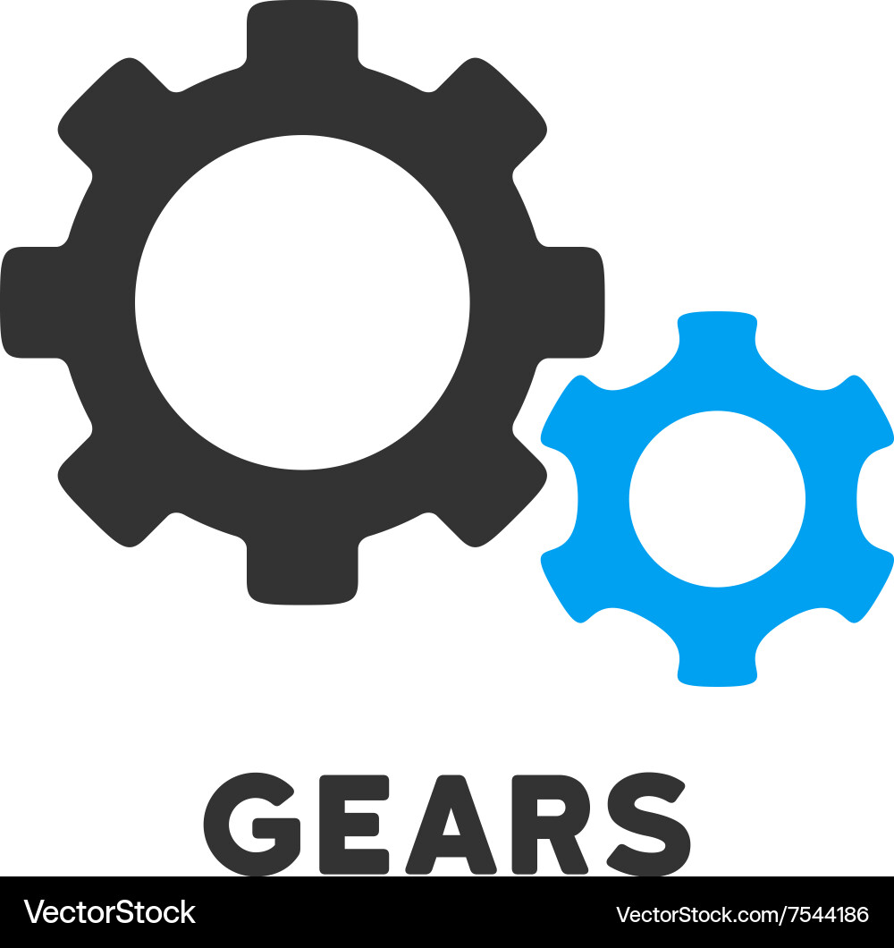 Gears flat icon with caption Royalty Free Vector Image