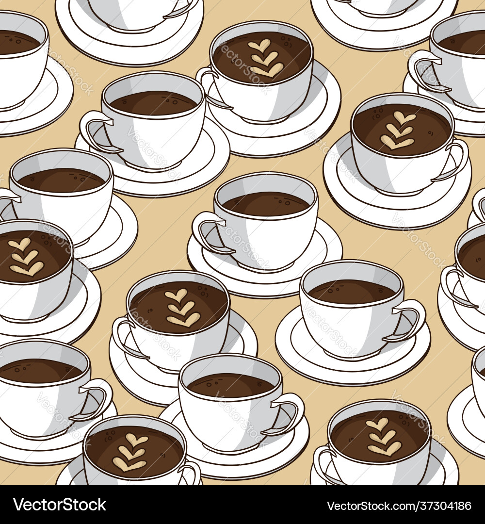 Seamless pattern with coffee cups Royalty Free Vector Image