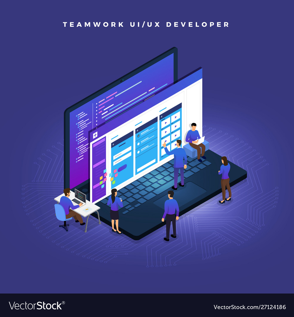 Teamwork ui ux developer Royalty Free Vector Image